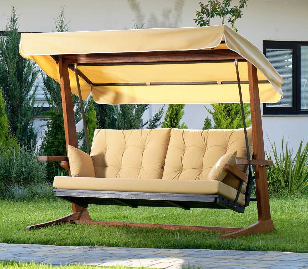 Деревянные садовые качели Aida Swings SIA 2400 CUSHION & CANOPY