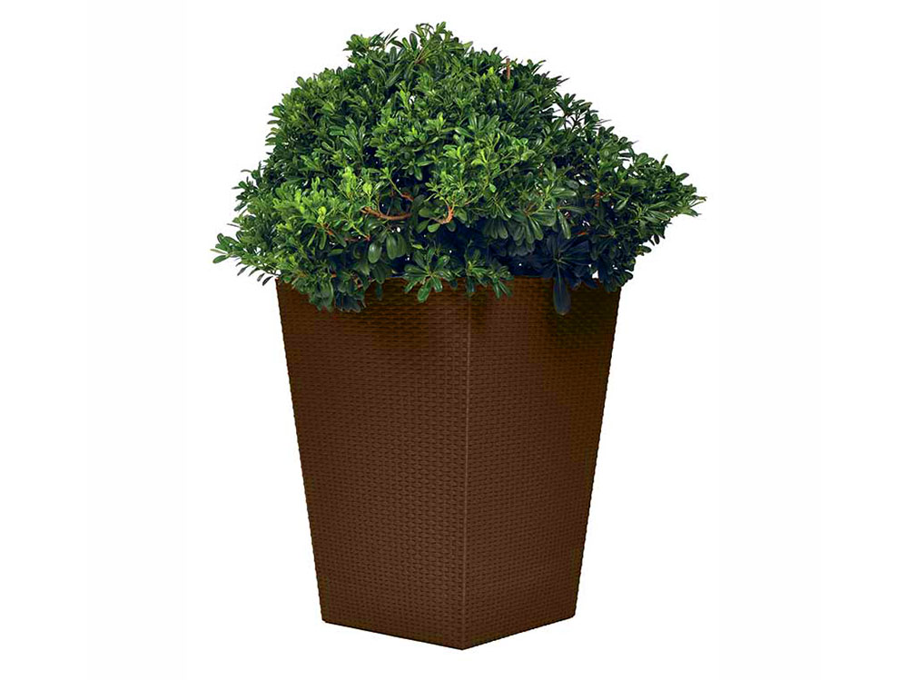 Квадратное кашпо Keter RATTAN PLANTER M 57л из пластика под плетеный ротанг