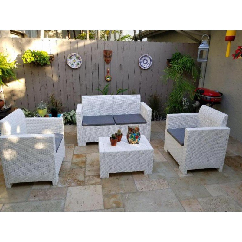Уличный комплект пластиковой мебели b:rattan NEBRASKA 2 SET (4 места) под ротанг для террасы и лаунж зоны на балконе в садах и ресторанах.