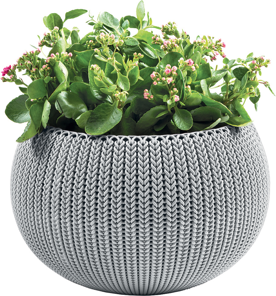 Кашпо Keter COZIES M из пластика ⌀ 36 см, 9,4 л текстура под ротанг