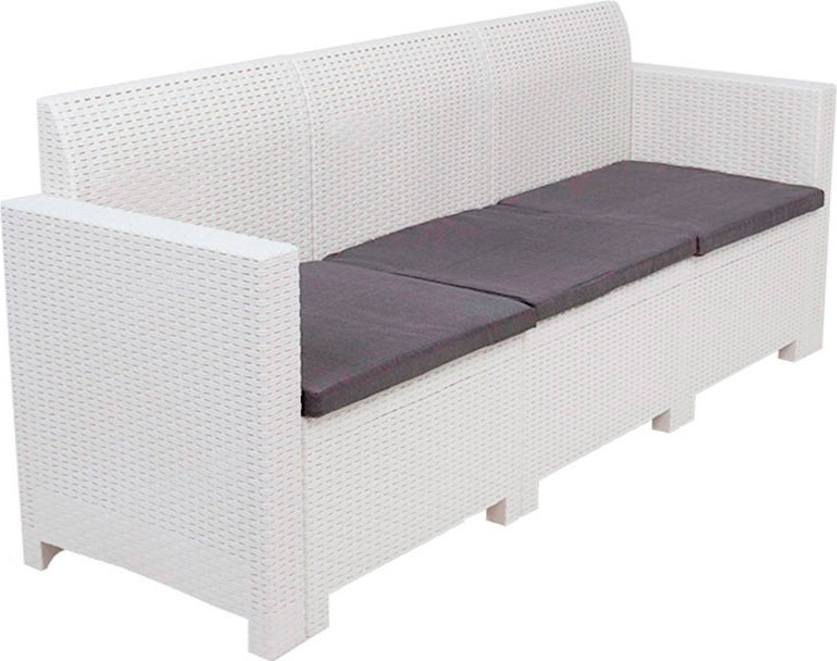 Уличный пластиковый садовый диван 3-х местный b:rattan NEBRASKA 3) под ротанг для ресторана и кафе
