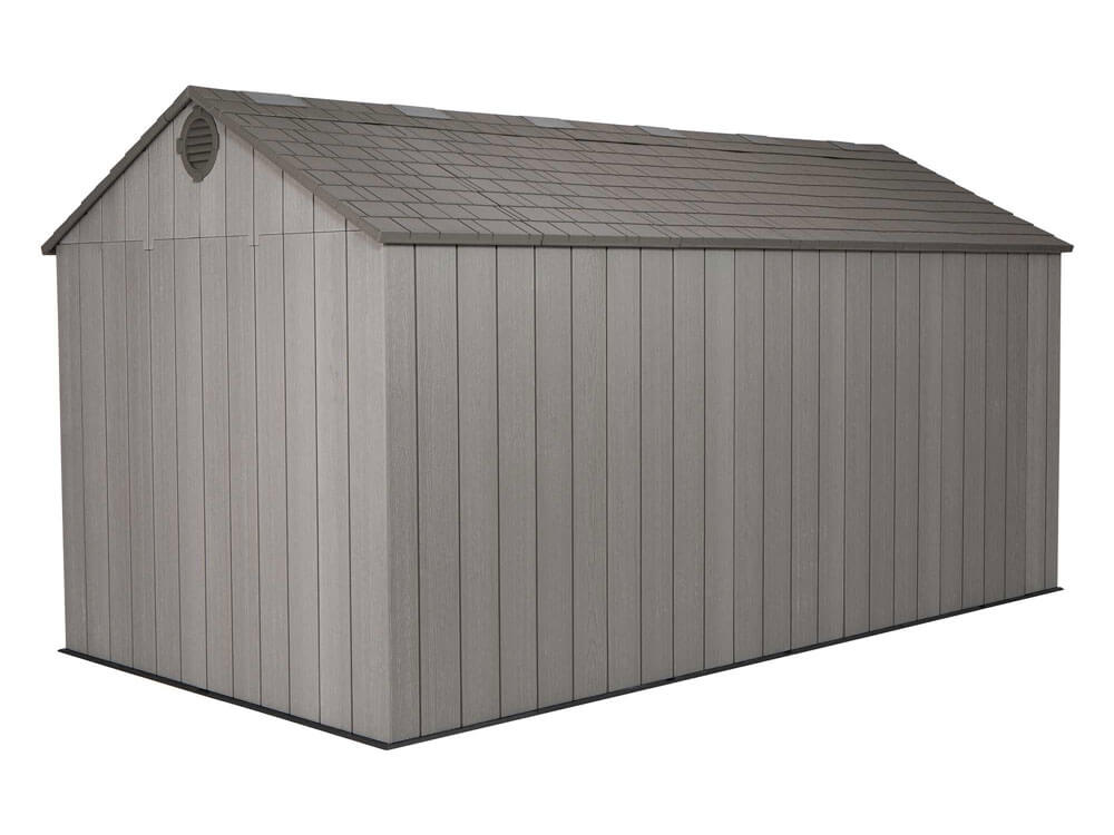 Сарай (хозблок) пластиковый WOODLOOK 15x8 60318 с двускатной крышей для дачи или загородного дома