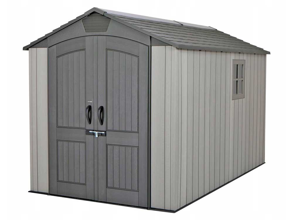 Сарай (хозблок) для дачи WOODLOOK 7х12 60311 габариты 356 х 213 см из пластика, с двускатной крышей, для загородного дома