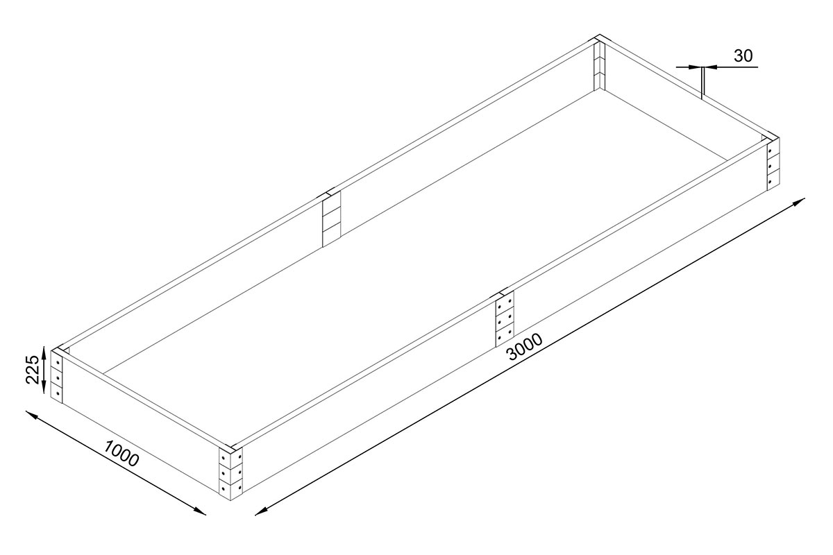 Комплект сборной грядки Holzhof 300x100x22.5 см