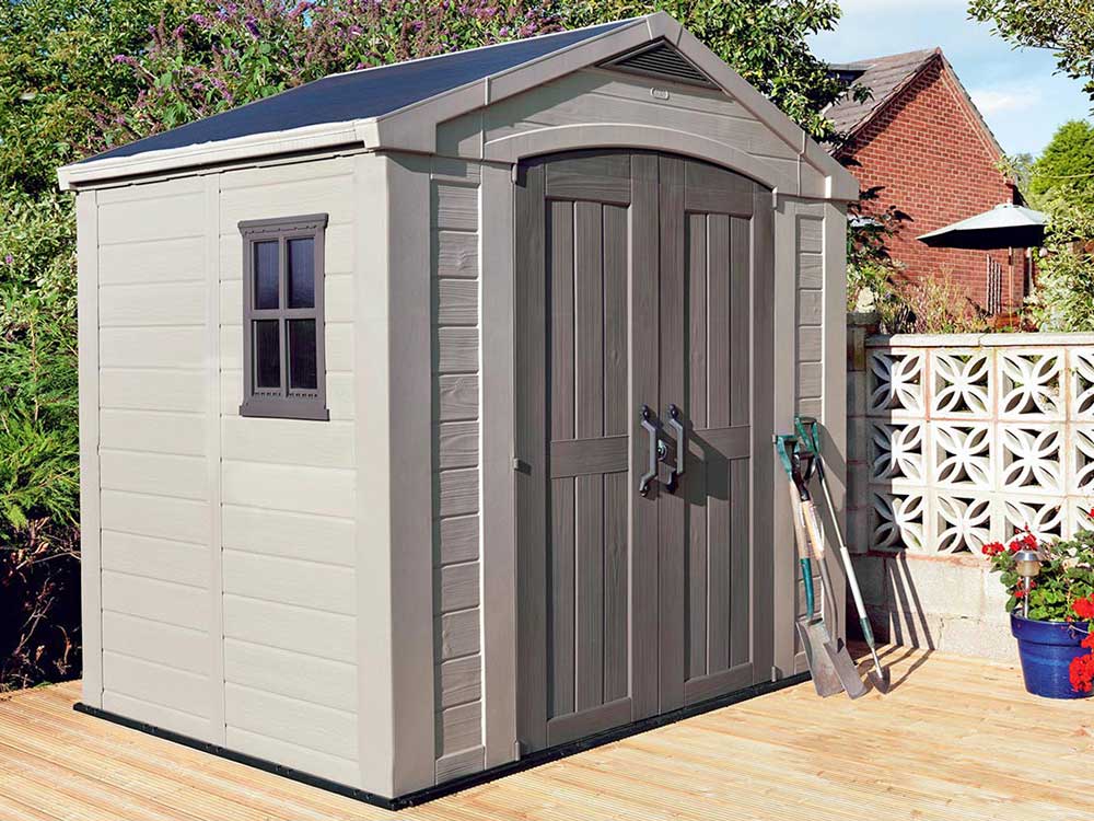 Сарай (хозблок) пластиковый Keter FACTOR 8x6 габариты 182 х 256,5 см с двускатной крышей для дачи или загородного дома