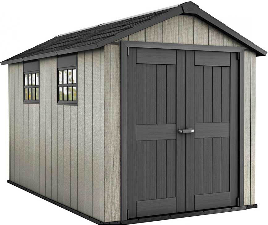 Сарай (хозблок) пластиковый Keter OAKLAND 7511 габариты 350 х 229см с двускатной крышей для дачи или загородного дома